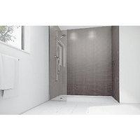 Wickes Grey Cotton Gloss Laminate 1700x900mm 3 sided Shower Panel Kit