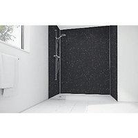 Wickes Black Sparkle Gloss Laminate 1700 x 900mm 2 Sided Shower Panel Kit