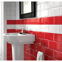 Wickes Bevelled Edge Red Gloss Ceramic Wall Tile 200 x 100mm