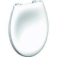 Wickes White Thermoset Stainless Steel Effect Hinge Toilet Seat