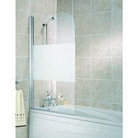 Wickes Half Bath Screen Frosted Silver Effect Frame 1400mm