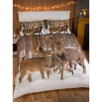 Winter Stag Single Duvet Cover and Pillowcase Set