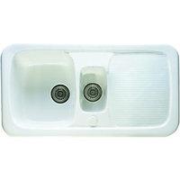 Wickes Ceramic Farmhouse 1.5 Bowl Sink White