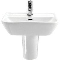 Wickes Renata Square Basin with Semi Pedestal 600mm