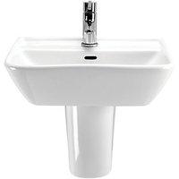 Wickes Renata Square Basin with Semi Pedestal 550mm