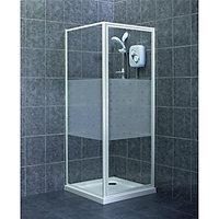 Wickes Pivot Frosted Shower Enclosure Door & Side Panel White Frame 760mm