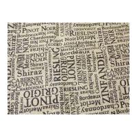 wine print jute hessian sacking fabric brown