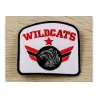 Wildcats Embroidered Iron On Motif Applique Black & Red