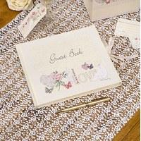 with love cream classic script guest book