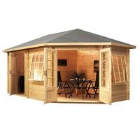 winchester 165ft x 91ft 5m x 3m corner lodge plus right sided log cabi ...