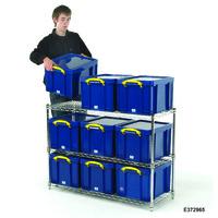 wire shelf document storage additional blue boxes