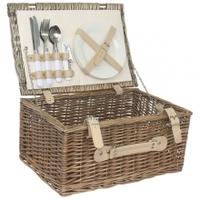 Willow Direct Cream Lined 2 Person Hamper, Antique Wash Willow, 2 person