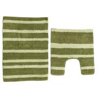 Wilko Pedestal Set Green Stripe 50 x 70cm and 50 x 50cm