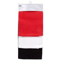 Wilko Tea Towels Red White Black 3pk