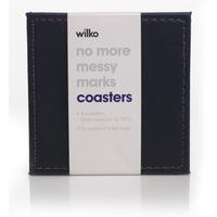 Wilko Faux Leather Coasters Black and Purple 4pk