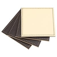 Wilko Faux Leather Coasters Chocolate And Cream 4pk