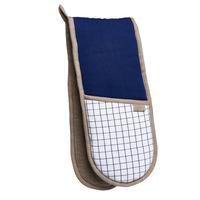 Wilko Oven Glove Double Blue Check