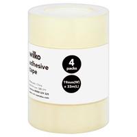 Wilko Adhesive Tape Clear 19mmx33m x 4
