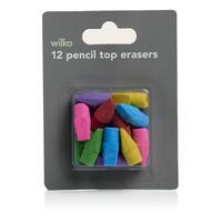 Wilko Pencil Top Erasers 12pk