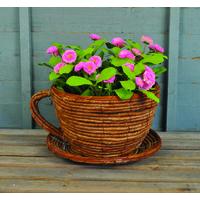 Wicker Cup and Saucer Shaped Garden Planter by Westwoods