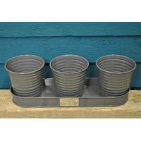 windowsill herb pots on a tray in grey by sophie conran