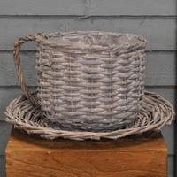 Wicker Coffee Cup Shaped Garden Planter by Kingfisher