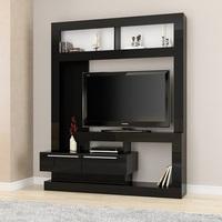 Windsor Modern Entertainment Unit In Black With 2 Drawers