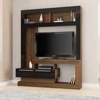 Windsor Entertainment Unit In Walnut And Black With 2 Drawers