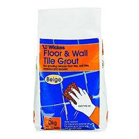 Wickes Wall & Floor Tile Grout Beige 5kg