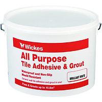 Wickes All Purpose Wall Tile Adhesive & Grout White 10L