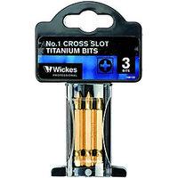 Wickes Titanium Screwdriver Bit Phillips NO1 50mm Pack 3