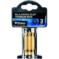 Wickes Titanium Screwdriver Bit Phillips NO2 50mm Pack 3