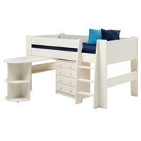 wizard white mid sleeper bed with desk chest of drawers