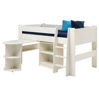 wizard white mid sleeper bed with desk bookcase