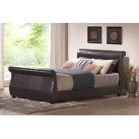 winchester faux leather sleigh bed double faux leather brown