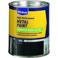 Wickes Metal Paint High Gloss Black 750ml