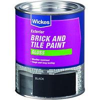 Wickes Exterior Brick & Tile Paint Gloss Black 750ml