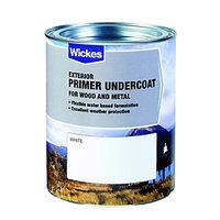 Wickes Exterior Primer Undercoat Paint White 750ml