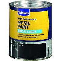 Wickes Metal Paint Smooth Matt Black 750ml
