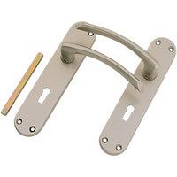 wickes dante lock handles pair satin nickel finish