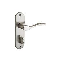 wickes elda bathroom handles pair satin nickel finish