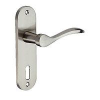 Wickes Elda Lock Handles Pair Satin Nickel Finish