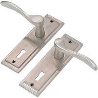 wickes bravo lock handles pair satin nickel finish