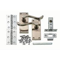 wickes york victorian scroll latch handles pair set satin nickel finis ...