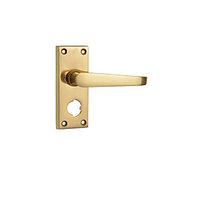 Wickes Rome Victorian Straight Privacy Handles Pair Polished Brass Finish