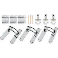 Wickes Dante Latch Handles Pair Set Polished Chrome Finish 3 Pack