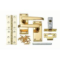 Wickes Rome Victorian Straight Latch Handles Pair Set Polished Brass Finish