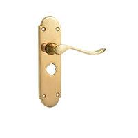 Wickes Prague Victorian Shaped Privacy Handles Pair Polished Brass Finish