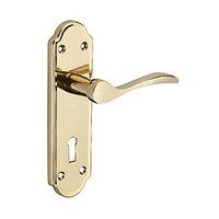 Wickes Romano Lock Handles Pair Polished Brass Finish