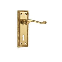 Wickes Cheshire Georgian Scroll Lock Handles Pair Polished Brass